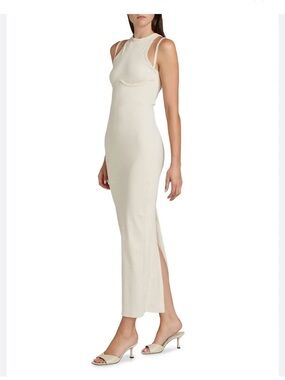 Fleur du Mal Strapless Sleeveless ribbed Maxi Dress with Dual-Strap Detail